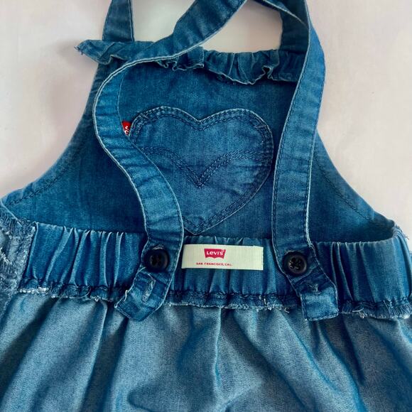 LEVI'S SAN FRANCISCO TODDLER GIRLS DENIM SLEEVLESS JUMPER BLUE SIZE 18 MONTHS - Picture 4 of 9